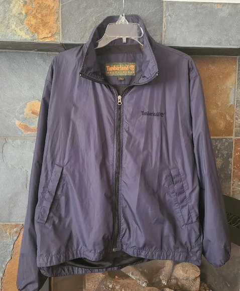 Timberland Navy Blue Weathergear Full-Zip Rain Jacket/windbreaker size medium - Picture 10 of 14